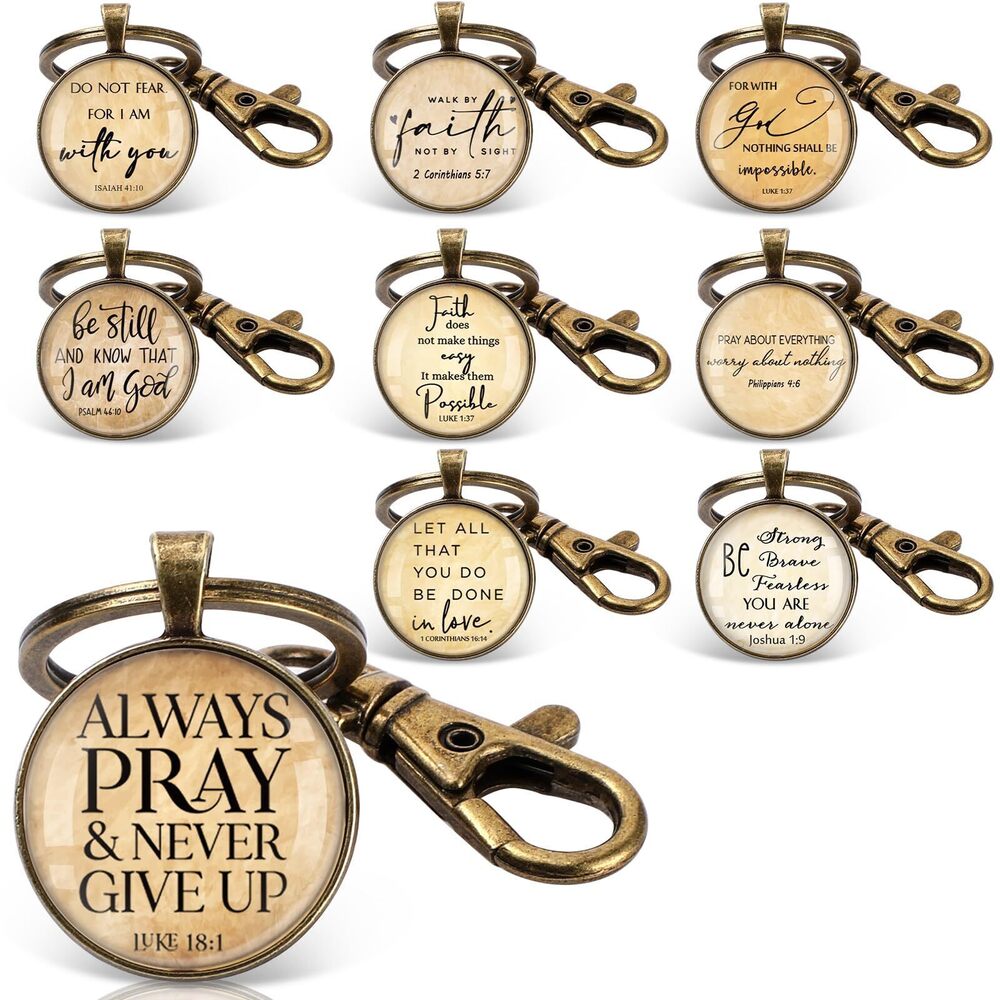 6868 18 Pcs Christian Keychain Bulk Bible Verse Religious Keychain